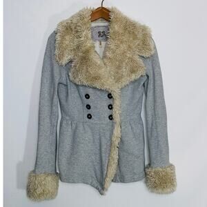 Anthropologie Twill Twenty Two Sherpa Trim Cotton Jersey Jacket - Women's Size S